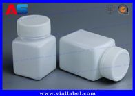HAUSTIER Apotheken-weiße Plastiktablettenfläschchen 50ml mit Überwurfmutter-quadratischer Form
