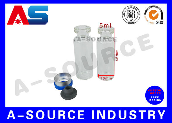Glas 5ml Flasche Kleine Glasfläschchen mit Gummistopfen und 13# Aluminium-Kunststoffkappe für Peptide / Sarms