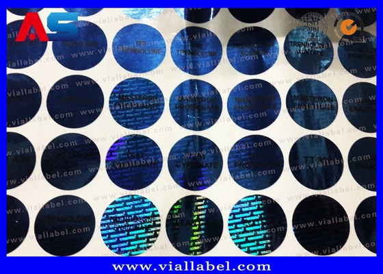 Blaue Holosticker mit Sicherheitscodes und Seriennummern