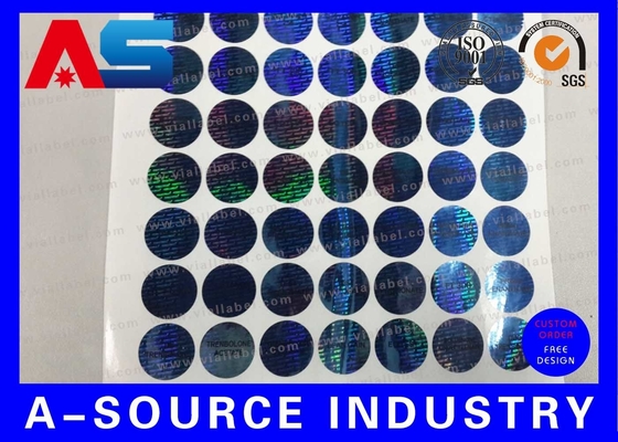 Blaue Holosticker mit Sicherheitscodes und Seriennummern