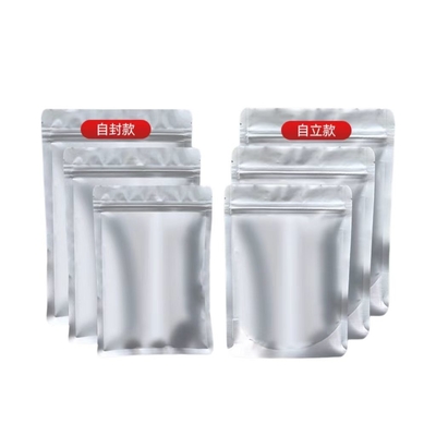 Aluminiumfolie-Tasche MOQ 100 Stück Aluminium Silber Zip Lock Tasche für 50 Tabletten