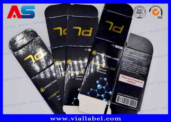 Glanzende Goldfolie Tabletten Papierbox Schwarz Individualgedruckte Injektionsöle 10ml Durchstechflaschenboxen