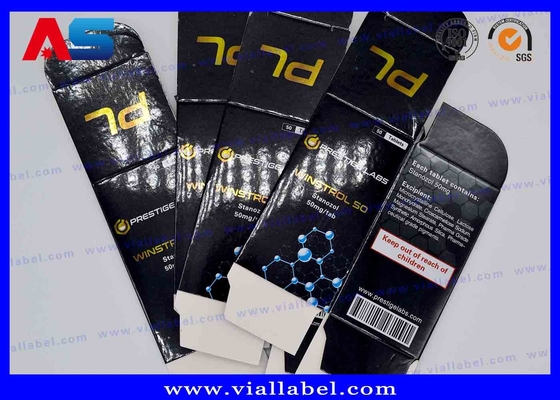 Glanzende Goldfolie Tabletten Papierbox Schwarz Individualgedruckte Injektionsöle 10ml Durchstechflaschenboxen
