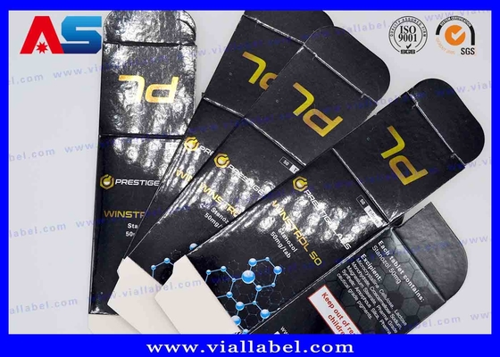 Glanzende Goldfolie Tabletten Papierbox Schwarz Individualgedruckte Injektionsöle 10ml Durchstechflaschenboxen