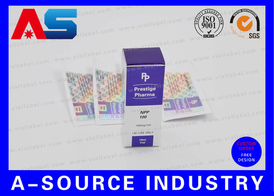 Holografische Aufkleber Etikett und Box mit individuellem neuen Firmennamen, geeignet für Peptidflaschen 2ml / 3ml