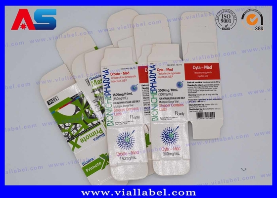 Bio Pharma 10 ml Durchstechflasche Box für Injektionsöle Glasflaschen Packung Kundenspezifisches kostenloses Design Sicherer Versand