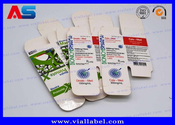 Bio Pharma 10 ml Durchstechflasche Box für Injektionsöle Glasflaschen Packung Kundenspezifisches kostenloses Design Sicherer Versand