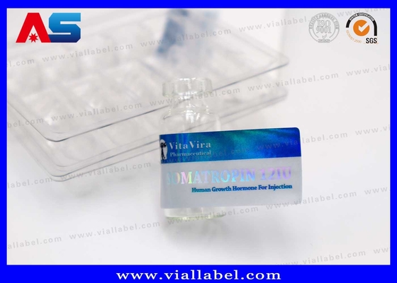 Kleine Flasche Hcg Klebstoff 2 ml Durchstechflasche Etikett Metallblau Farbe Apothekengebrauch