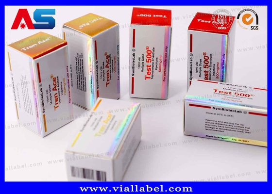 Aufbewahrung aus gedrucktem Karton 10 ml Durchstechflaschen mit Deckel Bodybuilding Gels Goldfolie Verpackung Goldfolie / Hologrammeffekt