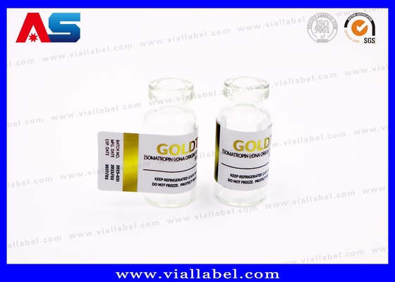 Starker Klebstoff 10 ml Durchstechflaschen Aufkleber Goldfolie Druck für Injektionszwecke Lyophilisierte Peptide
