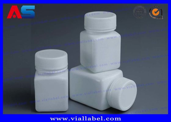 PET-Apotheke Weiße 50 ml Plastikflaschen mit Schraubkappe Quadratische Form Druckempfindliche Dichtung