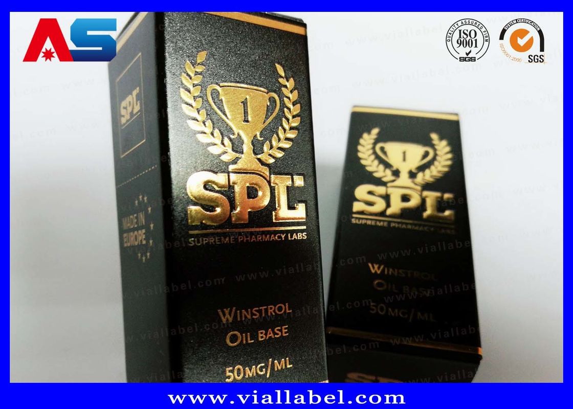 Aufbewahrung aus gedrucktem Karton 10 ml Durchstechflaschen mit Deckel Bodybuilding Gels Goldfolie Verpackung Goldfolie / Hologrammeffekt