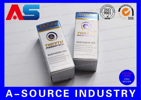 Flasche des blaue Folien-metallische prägeartige Glasphiolen-Magazin-Papierkasten-10ml mit Dreiheit Pharmatech-Entwurf